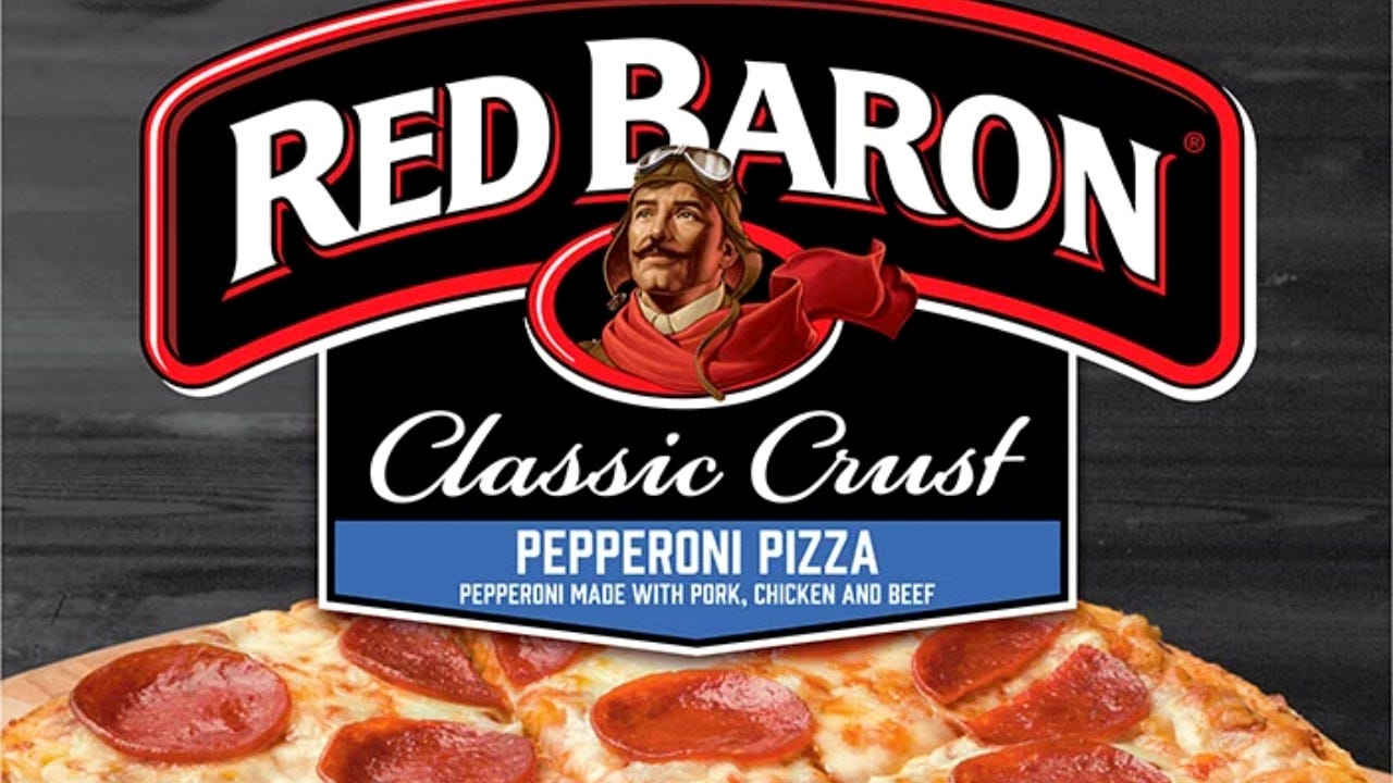 A Red Baron Classic Crust pepperoni pizza box. Image: Red Baron