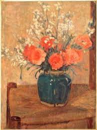 Stillevens met gemberpot en bloemen uit de 20e eeuw