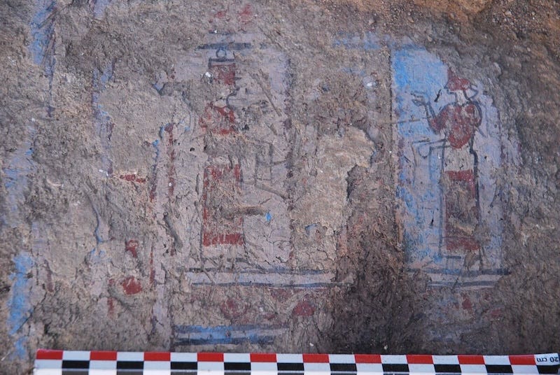 A remarkably well-preserved painted panel from an Urartian fortress, with its vivid colors surviving almost intact. Credit: French Embassy in Armenia A remarkably well-preserved painted panel from an Urartian fortress, with its vivid colors surviving almost intact. Credit: French Embassy in Armenia
