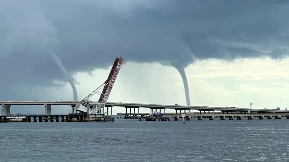 Twin Waterspouts Spotted Off Bradenton Coast During Sunday Storms