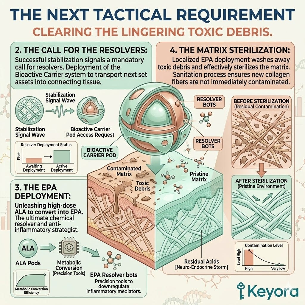 High-dose ALA and EPA deployment execute Matrix Sterilization to arrest toxic debris and the Neuro-Endocrine Storm for absolute Dermal Sovereignty. High-dose ALA and EPA deployment execute Matrix Sterilization to arrest toxic debris and the Neuro-Endocrine Storm for absolute Dermal Sovereignty.
