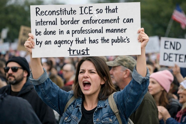 In Fairness, “Reconstitute ICE So That Internal Border Enforcement Can Be Done in a Professional Manner by an Agency That Has the Public’s Trust” Is a Bad Slogan