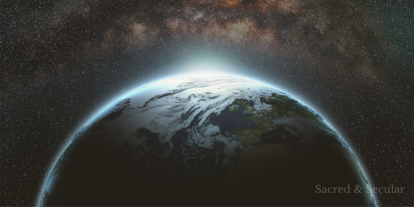 Planet Earth viewed from space against the darkness of the cosmos, showing the blue oceans, land and atmosphere from a distant perspective. Planet Earth viewed from space against the darkness of the cosmos, showing the blue oceans, land and atmosphere from a distant perspective.
