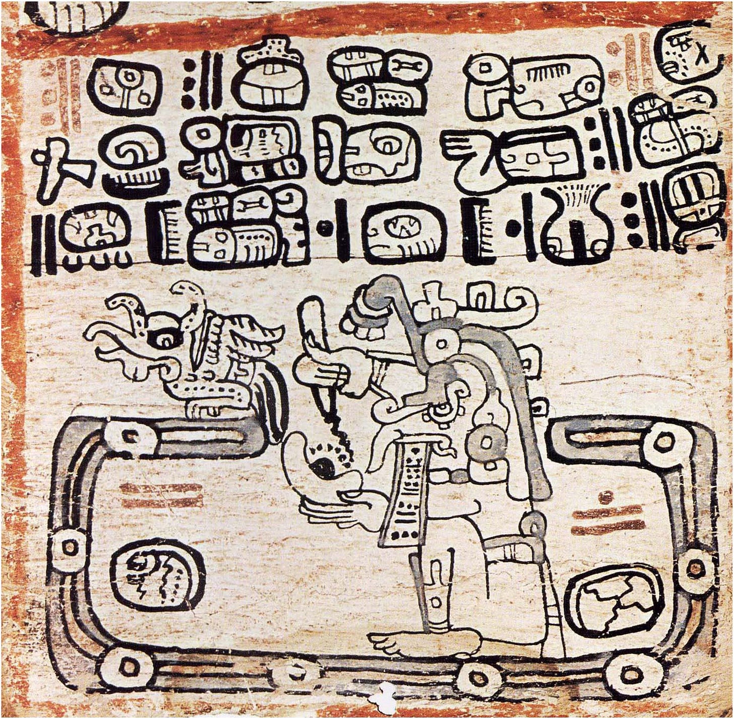 Depiction of Mayan Rain god Chaak on a Codice