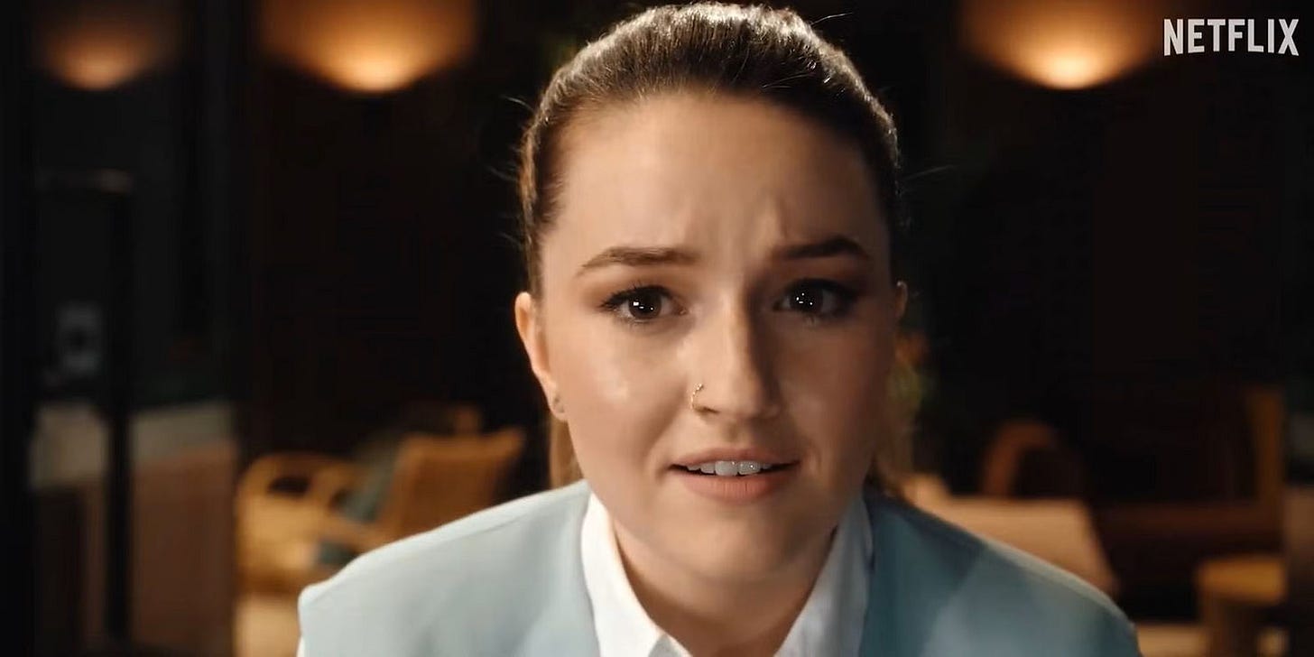 Tror du virkelig dette ansiktet kunne lyve? Kaitlyn Dever som Belle Gibson. ©Netflix 