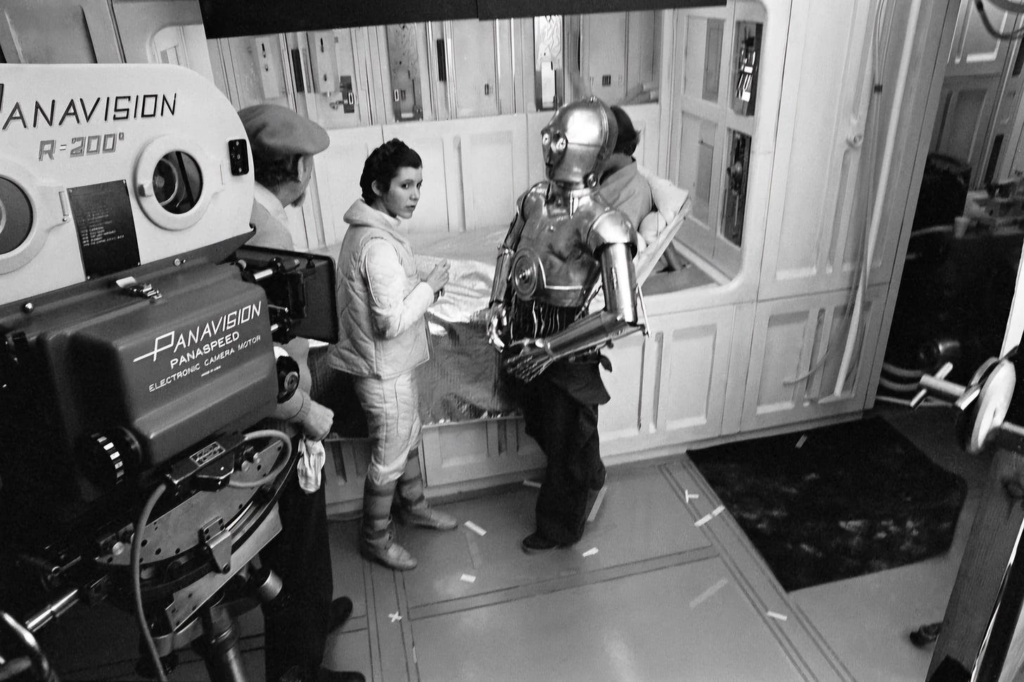 Anthony Daniels as C-3PO in Empire Strikes back, wearing sweatpants. Anthony Daniels as C-3PO in Empire Strikes back, wearing sweatpants.