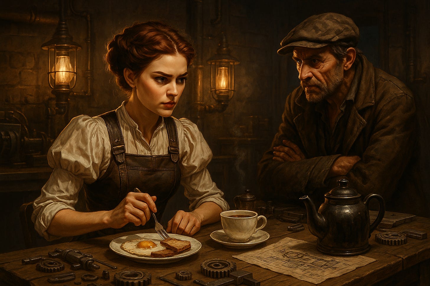 Berenice eats the small breakfast Stubbings brought her. 