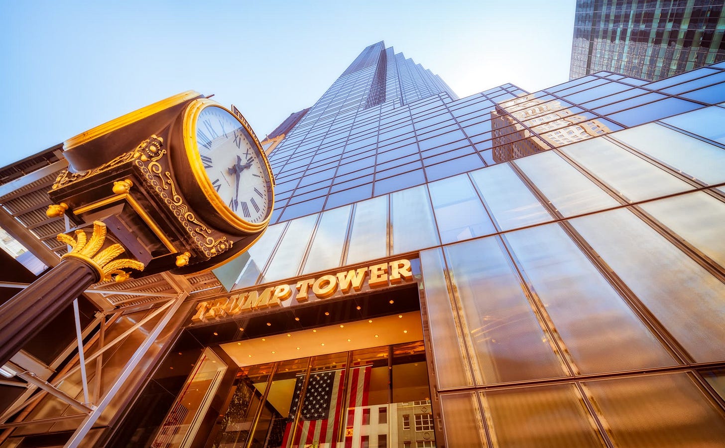 Trump Tower and Clock on Fifth Avenue in Manhattan, New York City