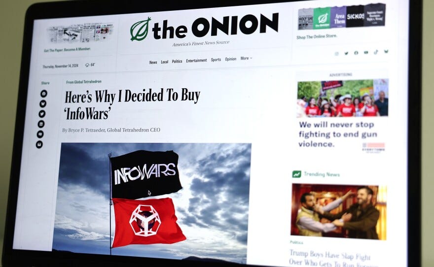 The Onion has agreed to a new deal to take over Infowars