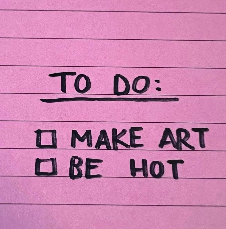 This may contain: a piece of paper with writing on it that says to do i make art o be hot