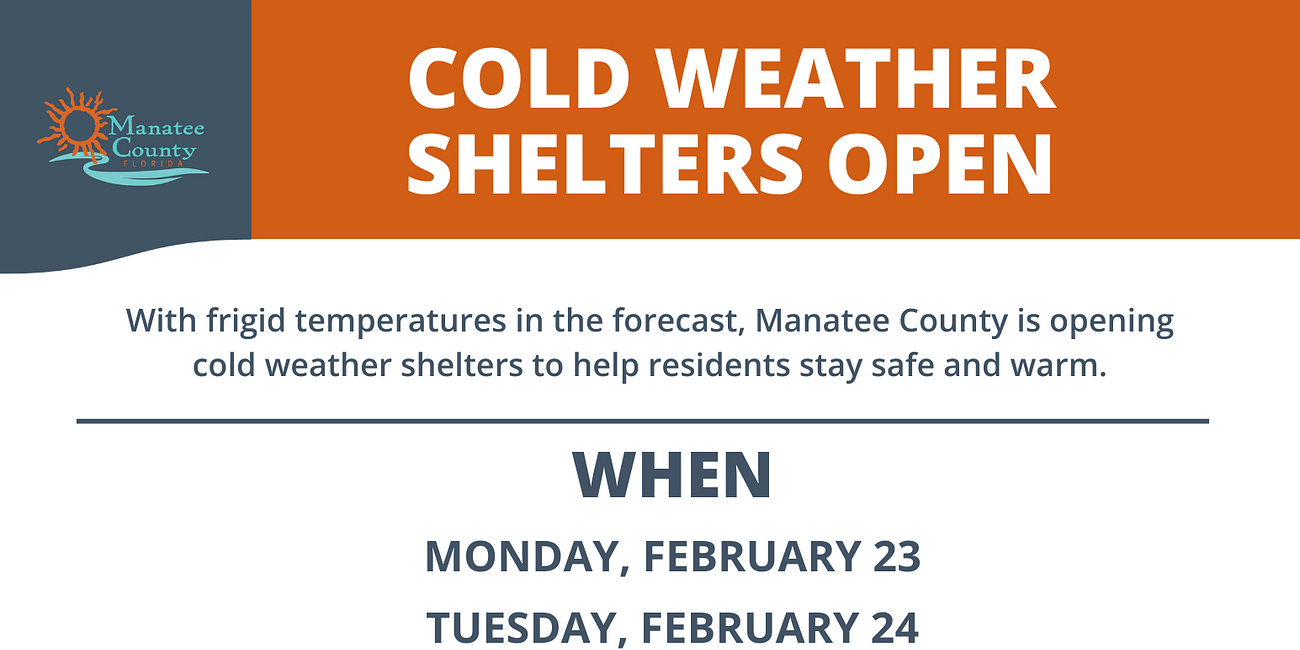 Cold Weather Shelters Open as Chilly Forecast Looms Over Manatee County