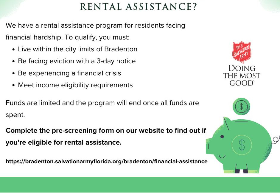Bradenton Residents Facing Eviction May Qualify for Rental Assistance Through Salvation Army