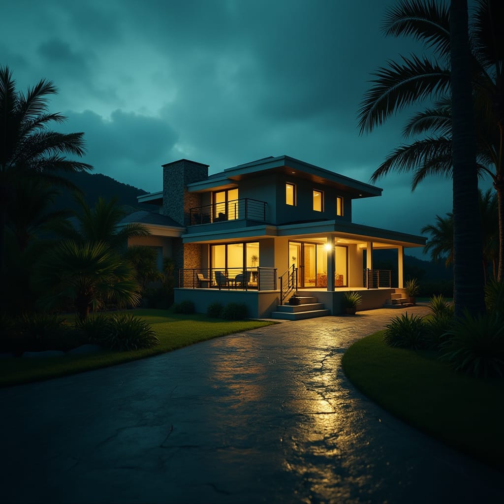 Evening Courtyard House