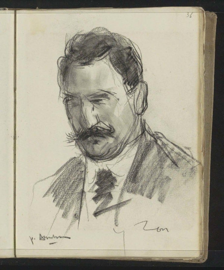 Portret van Jacques Zon, uit een schetsboek van Floris Arntzenius