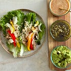 Veggie lettuce wraps with peanut sauce