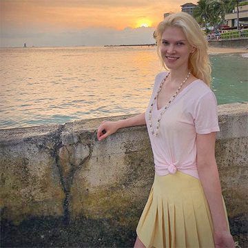 She was aged around 19 when she was pictured with Epstein