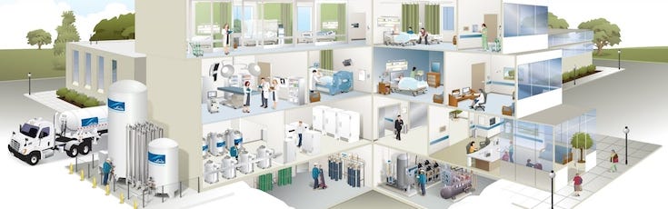 Hospital cut-away illustration