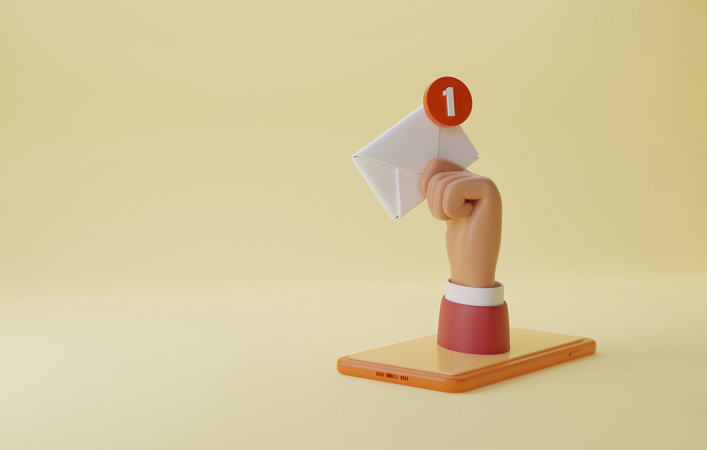 image of hand holding email icon envelop sticking up out of a phone image of hand holding email icon envelop sticking up out of a phone