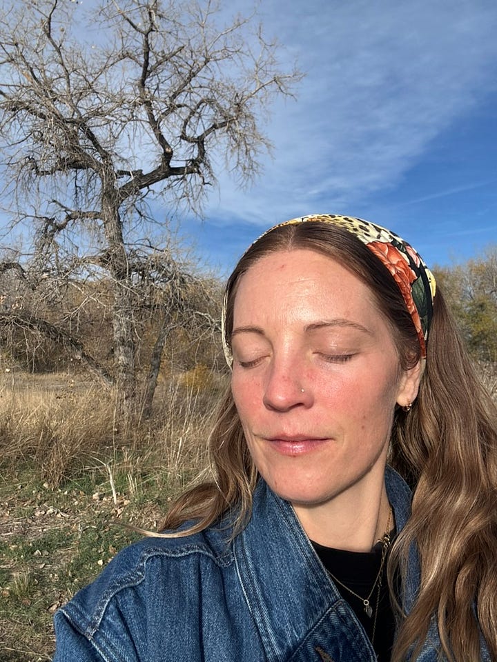 Cottonwood trees, muskrat, and hawk in a suburban park, with blue sky and fields of gold. 
