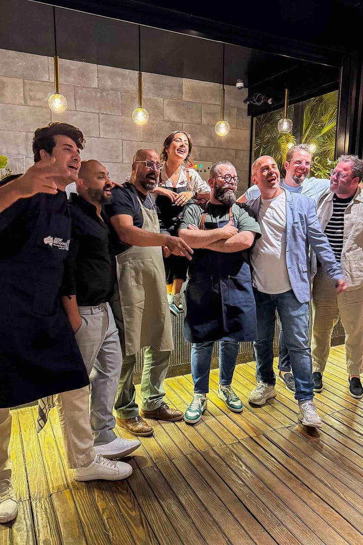 Mohammed Orfali (Orfali Bros Bistro, Dubai), Sara Aqel (Dara Dining by Sara Aqel, Amman), Tarek Ibrahim (Umami, Cairo), Gregoire Berger (Kraken, ex Ossiano), David Constable (Gault & Millau, UAE Editor), Sherif Tamim (MENA 50 Best Academy Chair)