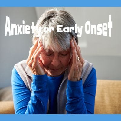 a woman with white hair holding her face with her hands for a blog post about symptoms of early onset dementia a woman with white hair holding her face with her hands for a blog post about symptoms of early onset dementia