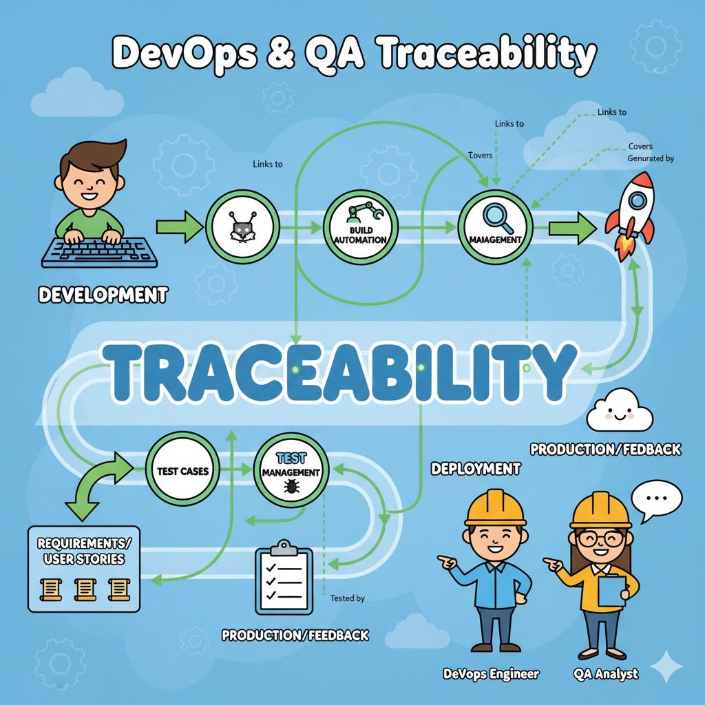Give me an image for Traceability in Devops and QA Give me an image for Traceability in Devops and QA