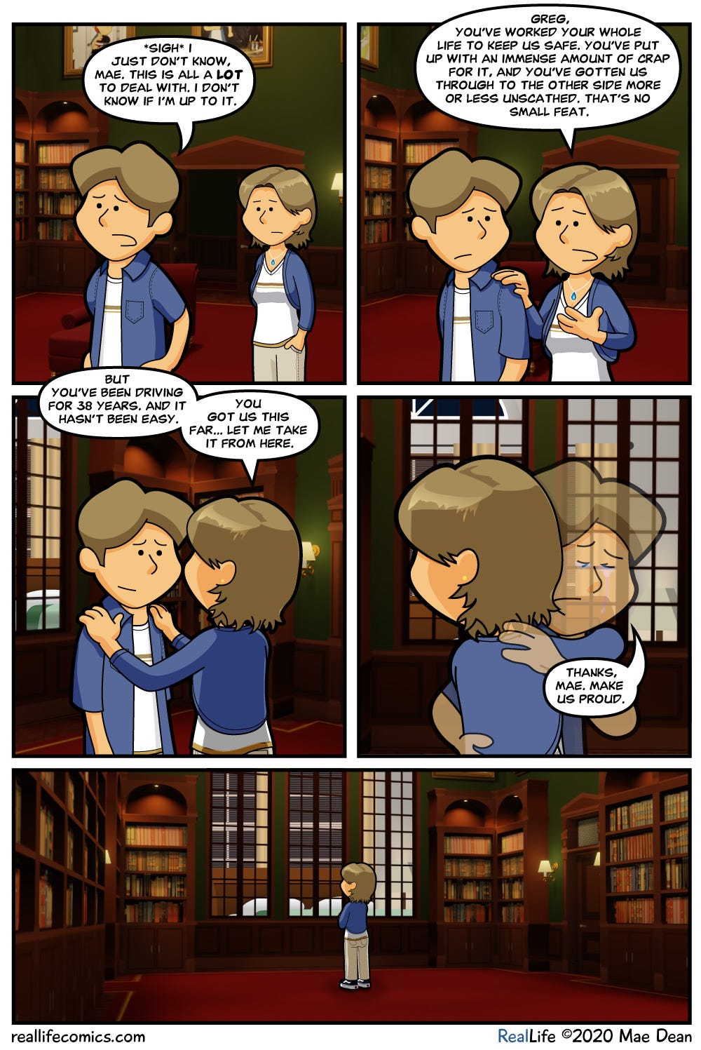 Real Life Comics, originally posted July 17, 2020. Mae Dean accepts that she's trans.