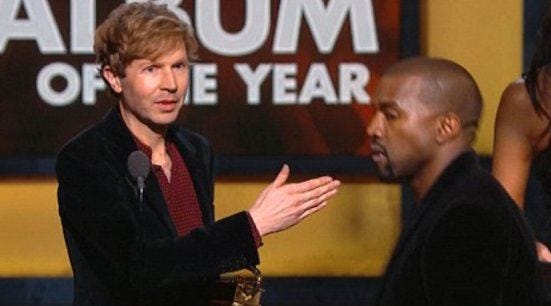 kanye west clown diss on beck at grammys 2015 kanye west clown diss on beck at grammys 2015