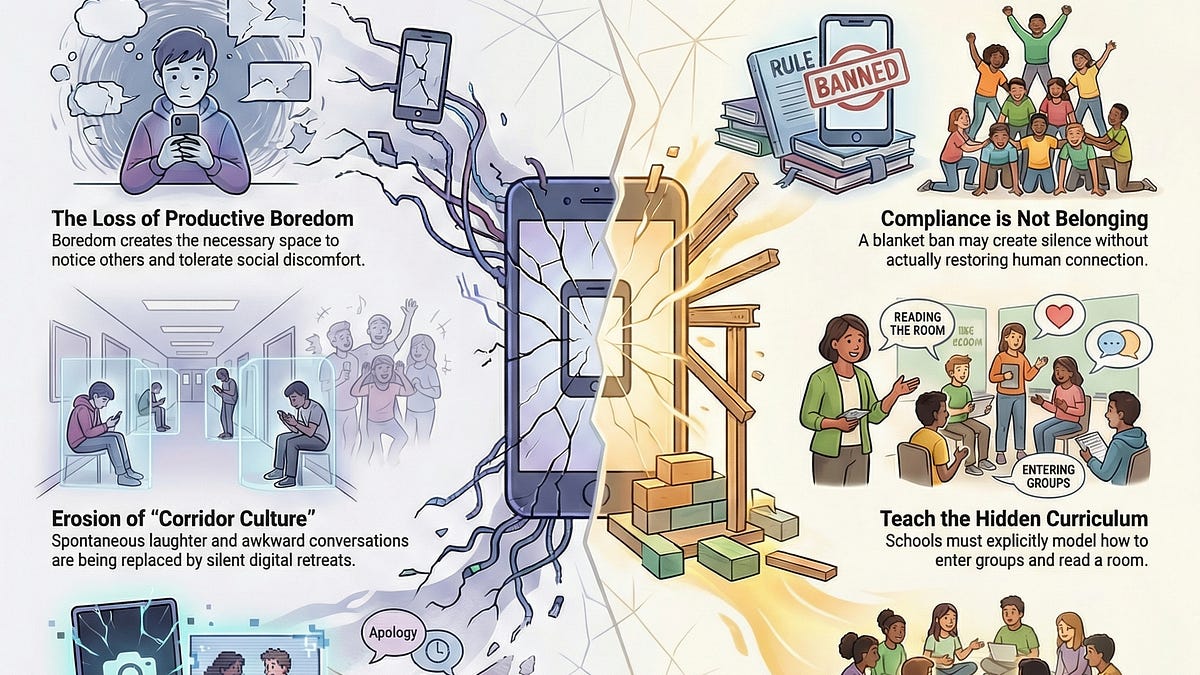 Problem Distraction The problem with phones in schools isn’t distraction. It’s displacement.