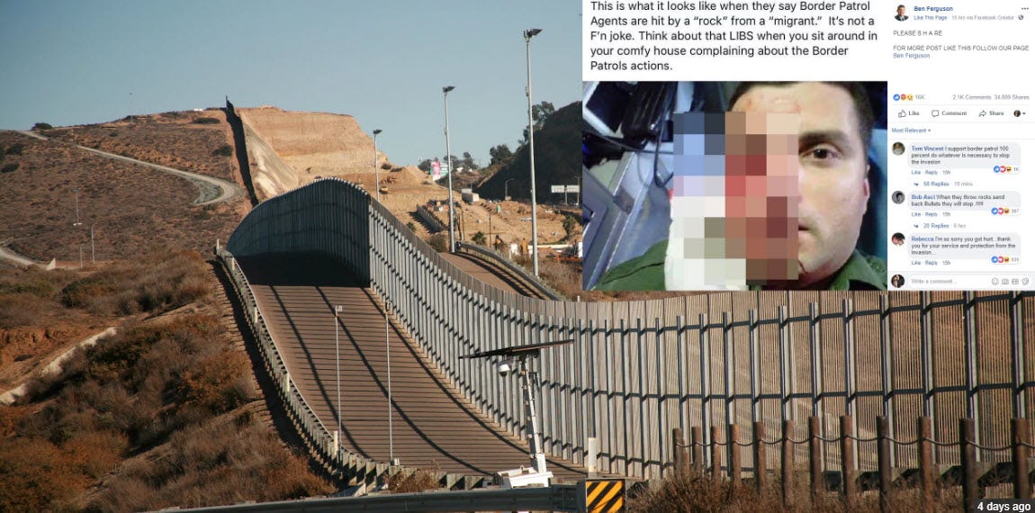 border agent bloody injury after rock thrown on mexican border fake border agent bloody injury after rock thrown on mexican border fake