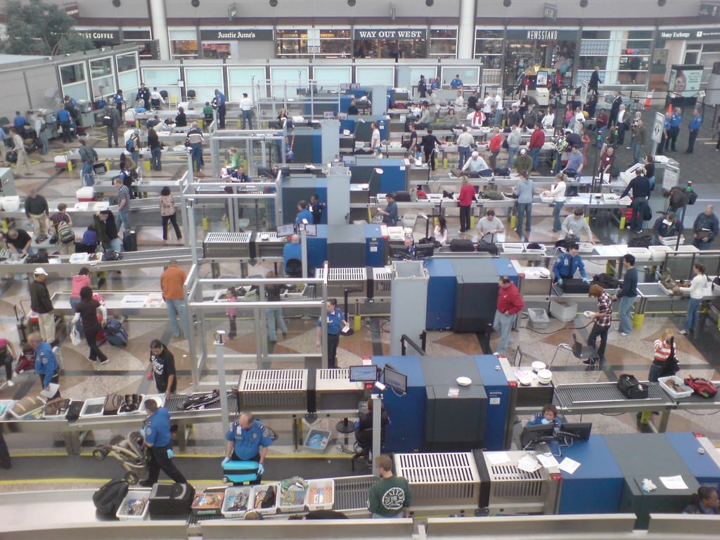 Security screening at Denver International Airport