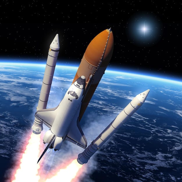 Premium Photo | Space Shuttle Solid Rocket Boosters Separation