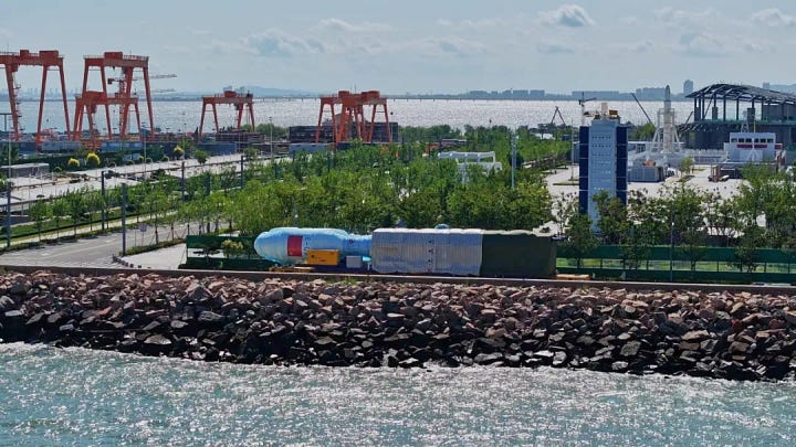 Jielong-3 preparing (left) and heading to its launch ship (right) for its August 8/9th launch.