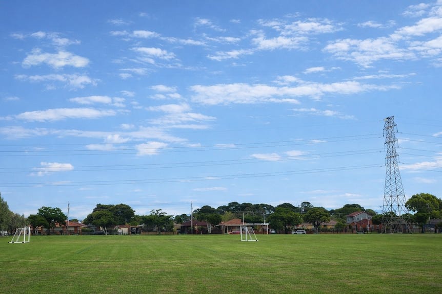 One teacher reported seeing the objects flying at “unimaginable speeds vertically” over the oval, pictured here in 2026. (Australian Story: Tom Hancock)