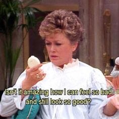 This may contain: an image of a woman eating food on the tv show libras during venus rx