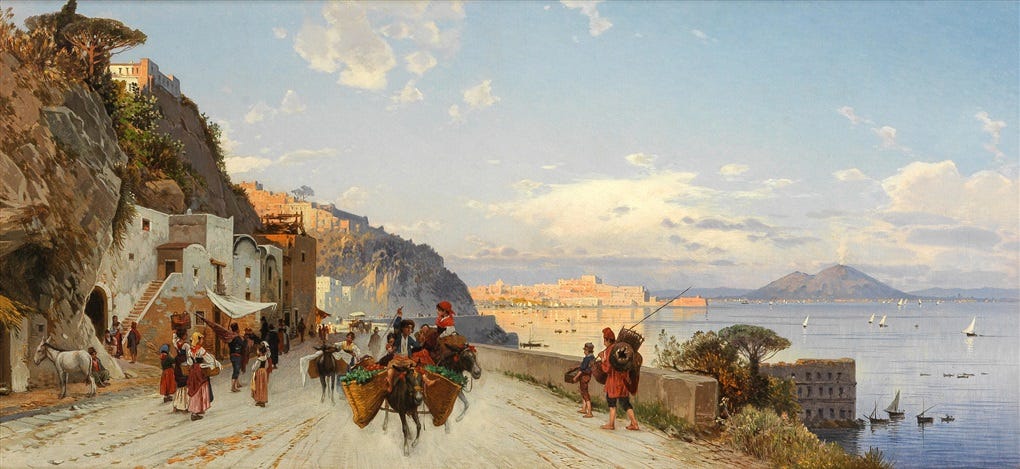 The Bay of Naples with Vesuvius in the distance by Hermann David ...