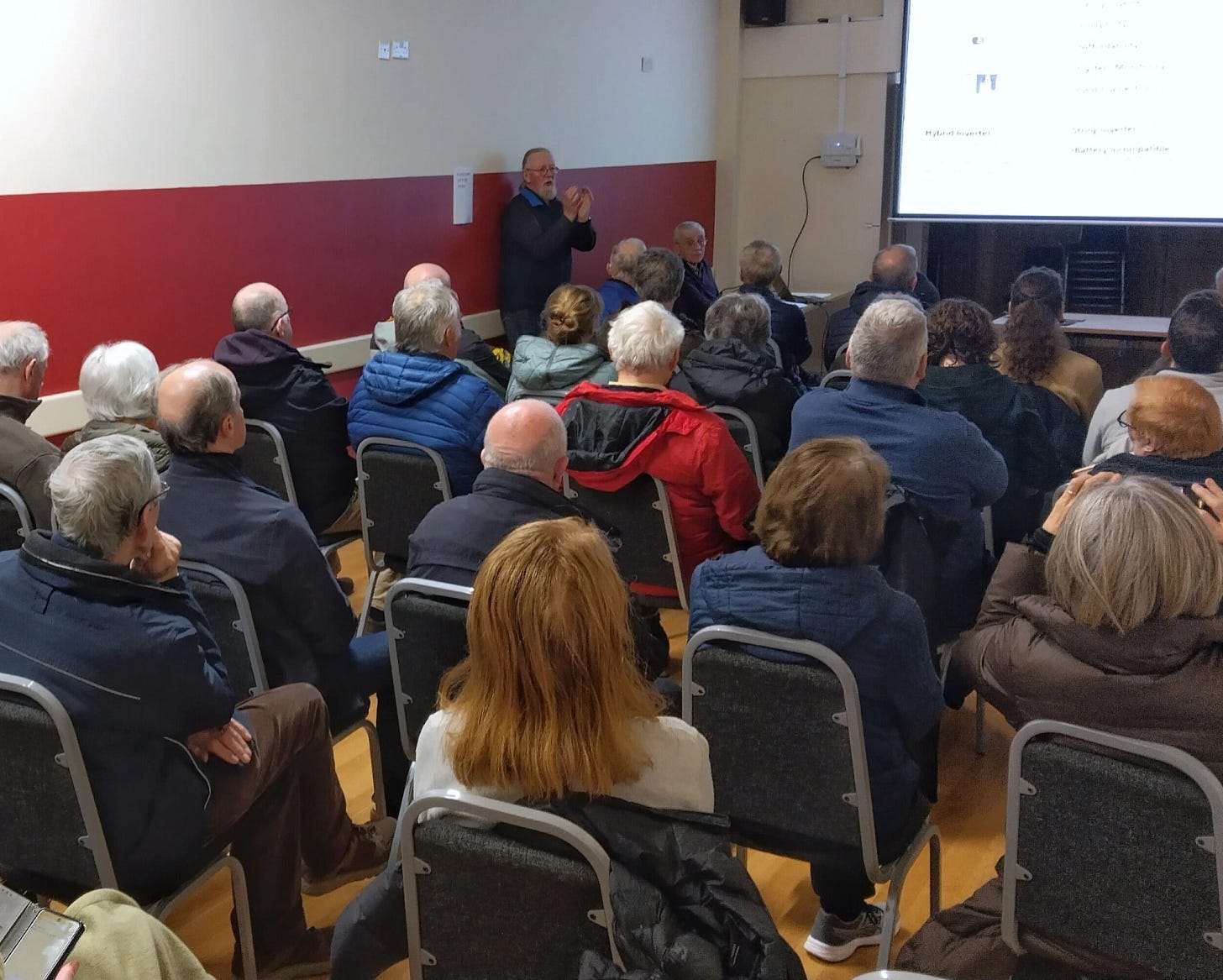 A speaker presenting to an audience in St. Joseph's Community Centre, Old Youghal Road, Cork. A speaker presenting to an audience in St. Joseph's Community Centre, Old Youghal Road, Cork.