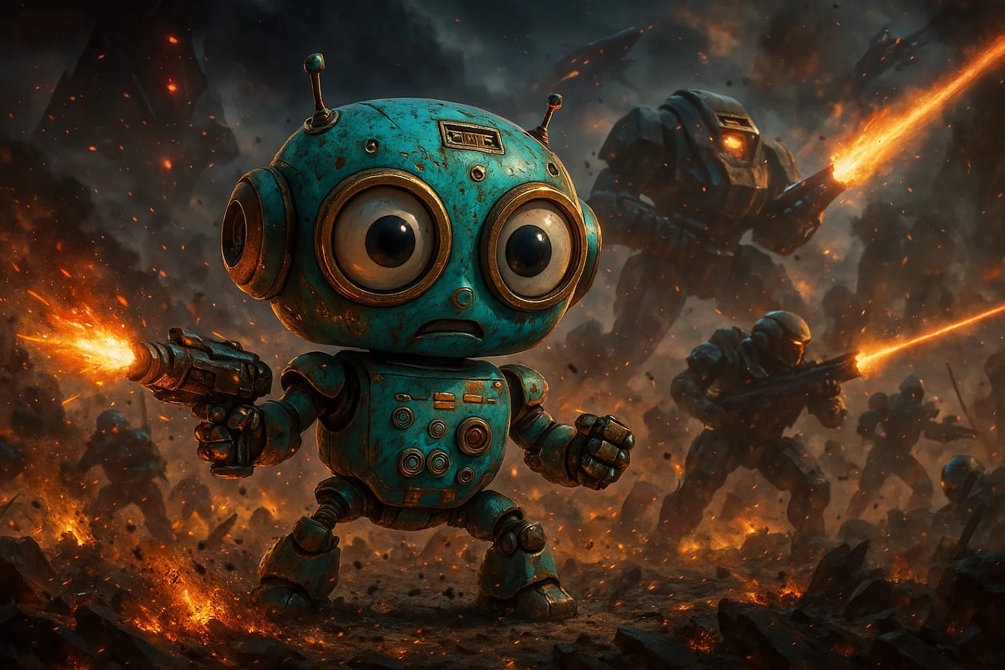 Epic sci-fi battle featuring a reference character, made in Sora.com using new GPT-4o image generation