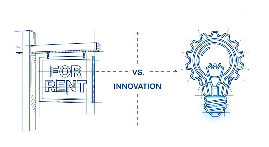 rent sign vs. an innovation icon rent sign vs. an innovation icon