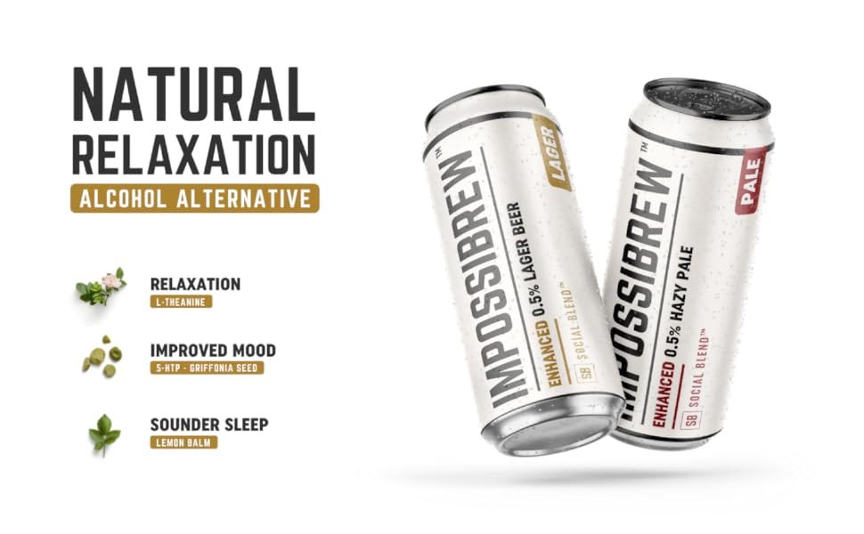 IMPOSSIBREW - Alcohol free lager - Mood Enhanced Non Alcoholic Beer - 12 x  440ml - Science-based relaxation - As seen on Dragons Den : Amazon.co.uk:  Grocery