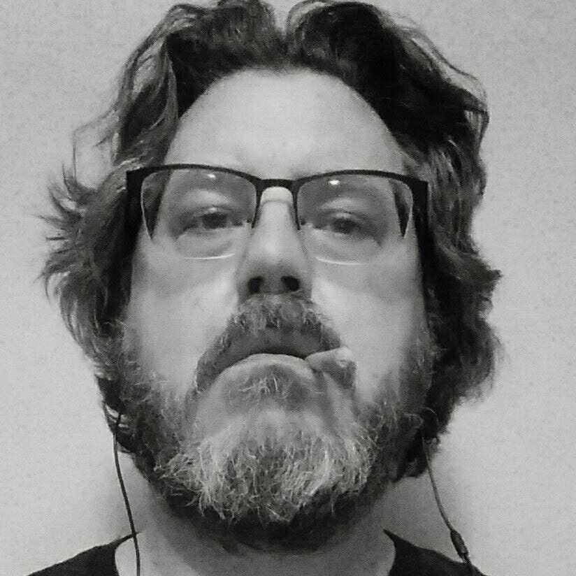 Self-portrait: After Chuck Close.
