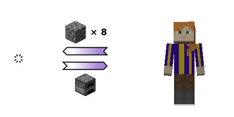 (C) player→void {cobblestone ×8}. (P) void→player {furnace}. (C) player→void {cobblestone ×8}. (P) void→player {furnace}.