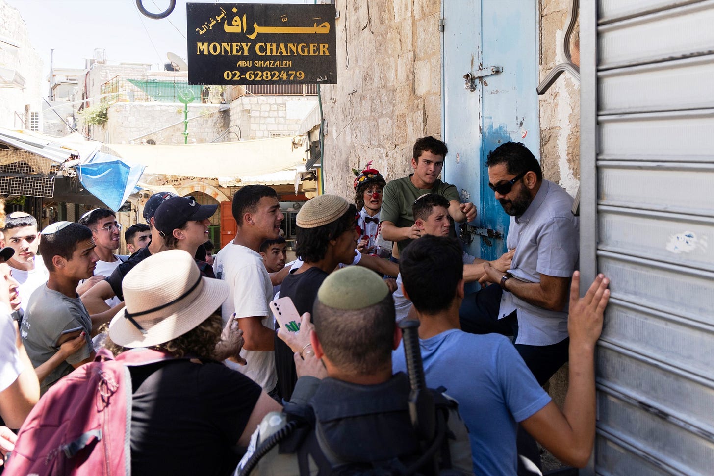 A crowd of ultra-nationalist Israelis attack a Palestinian man during the Flag March, in Jerusalem's Old City, June 6, 2026. (Faiz Abu Rmeleh/Activestills) A crowd of ultra-nationalist Israelis attack a Palestinian man during the Flag March, in Jerusalem's Old City, June 6, 2026. (Faiz Abu Rmeleh/Activestills)