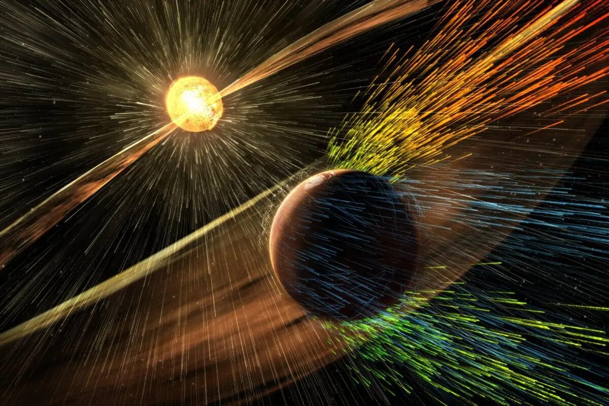 solar storm hitting Mars