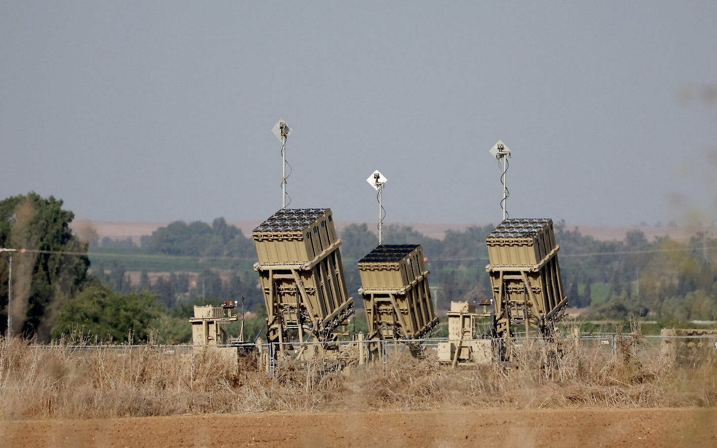 File: The Iron Dome missile defense system stationed close to the southern city of Sderot on October 12, 2023. (Jack Guez/AFP)