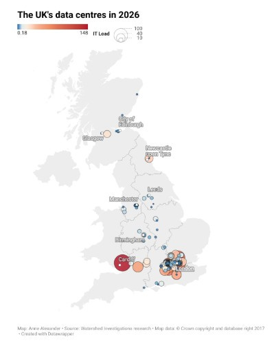 Where data centres are now and where they are planned