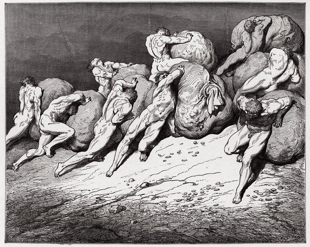 La Divina Commedia, Inferno, Canto 7: Le anime degli avari e dei ...