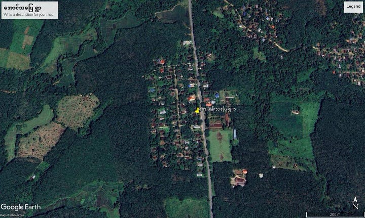 ပုံစာ- တိုက်ပွဲဖြစ်ပွားခဲ့တဲ့ အောင်သပြေရွာနဲ့ ရေး-သံဖြူဇရပ် အဝေးပြေးလမ်းပေါ်မှာ လုံခြုံရေးယူ စစ်ဆေးရေးလုပ်နေတဲ့ MSRF တပ်ဖွဲ့ဝင်တချို့ကို ဒီလ ဒုတိယအပတ်ထဲမှာ တွေ့ရစဉ်။  ဓါတ်ပုံ- MSRF