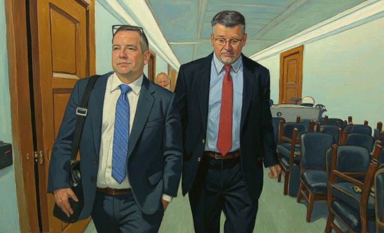 A couple of men in suits walking in a room

AI-generated content may be incorrect.