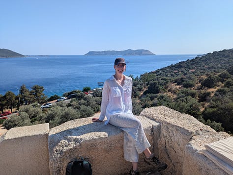 Ancient theater and evening dip in the Mediterranean